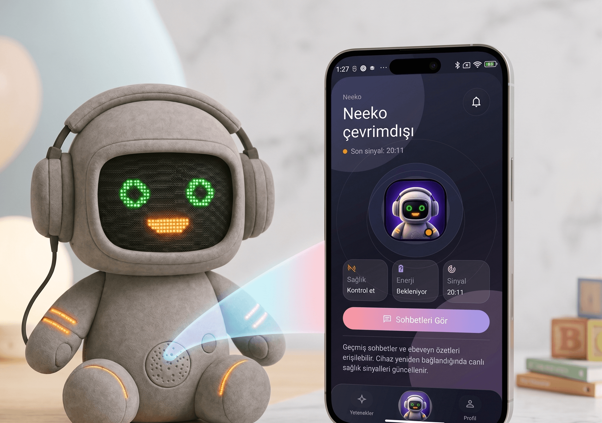 NEEKO cihaz ve ebeveyn mobil uygulama ekosistemi